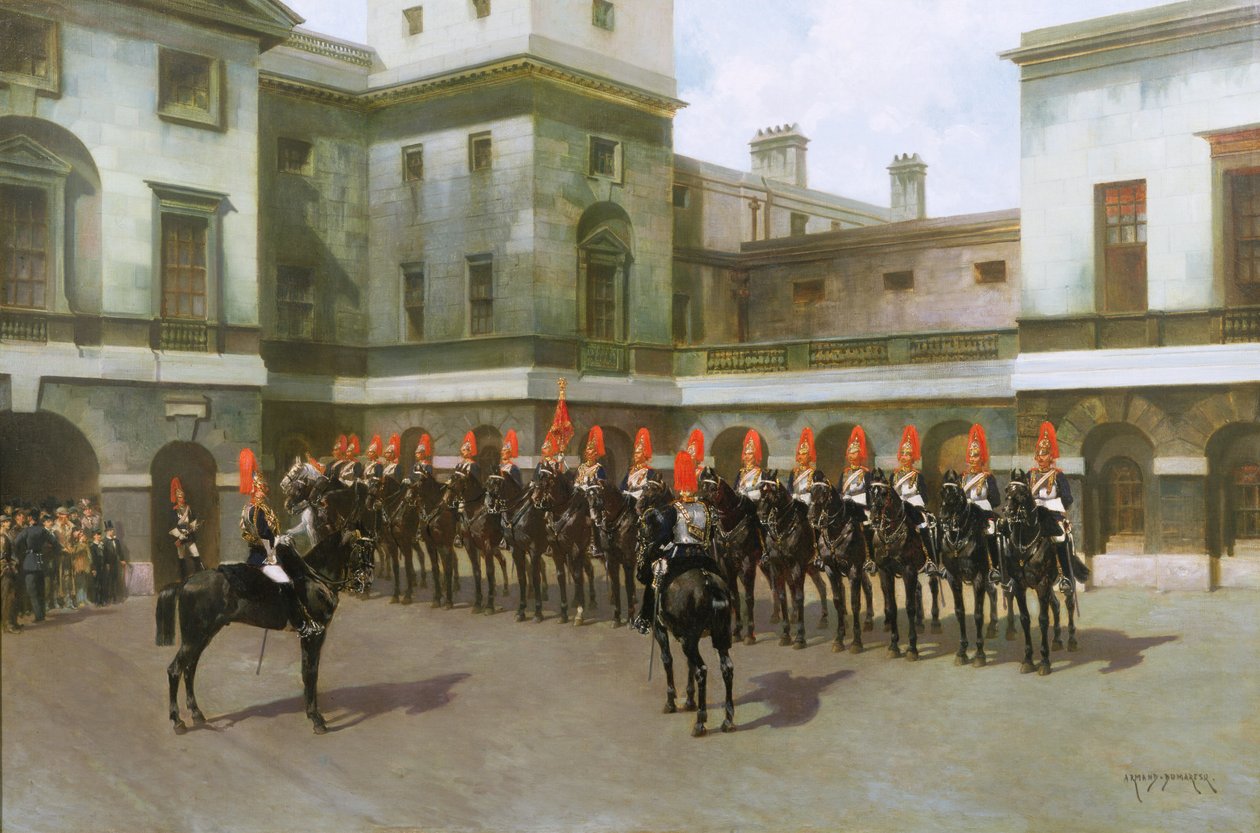The Blues and Royals, Guard Mounting Parade, Whitehall av Charles Edouard Armand Dumaresq