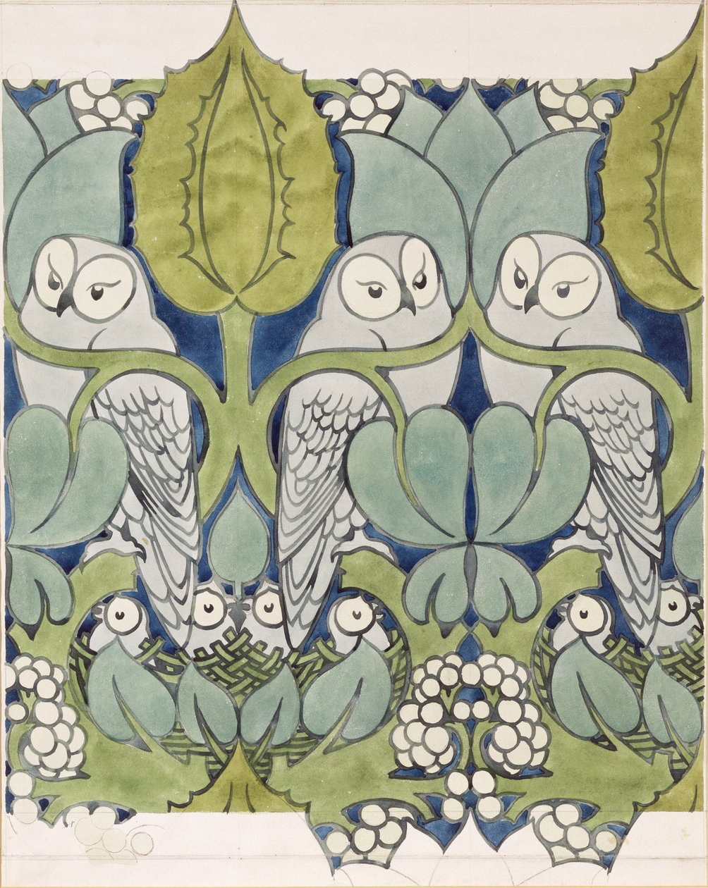 Ugglor, 1913 (wc och blyertspenna på papper) av Charles Francis Annesley Voysey