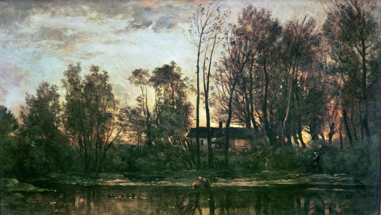 Solnedgång, Bas-Meudon (Hauts-de-Seine), 1869 av Charles Francois Daubigny