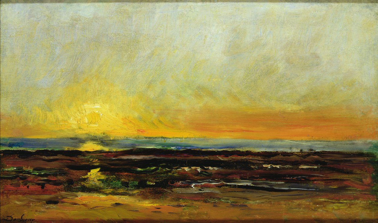 Solnedgång vid havets kust av Charles Francois Daubigny