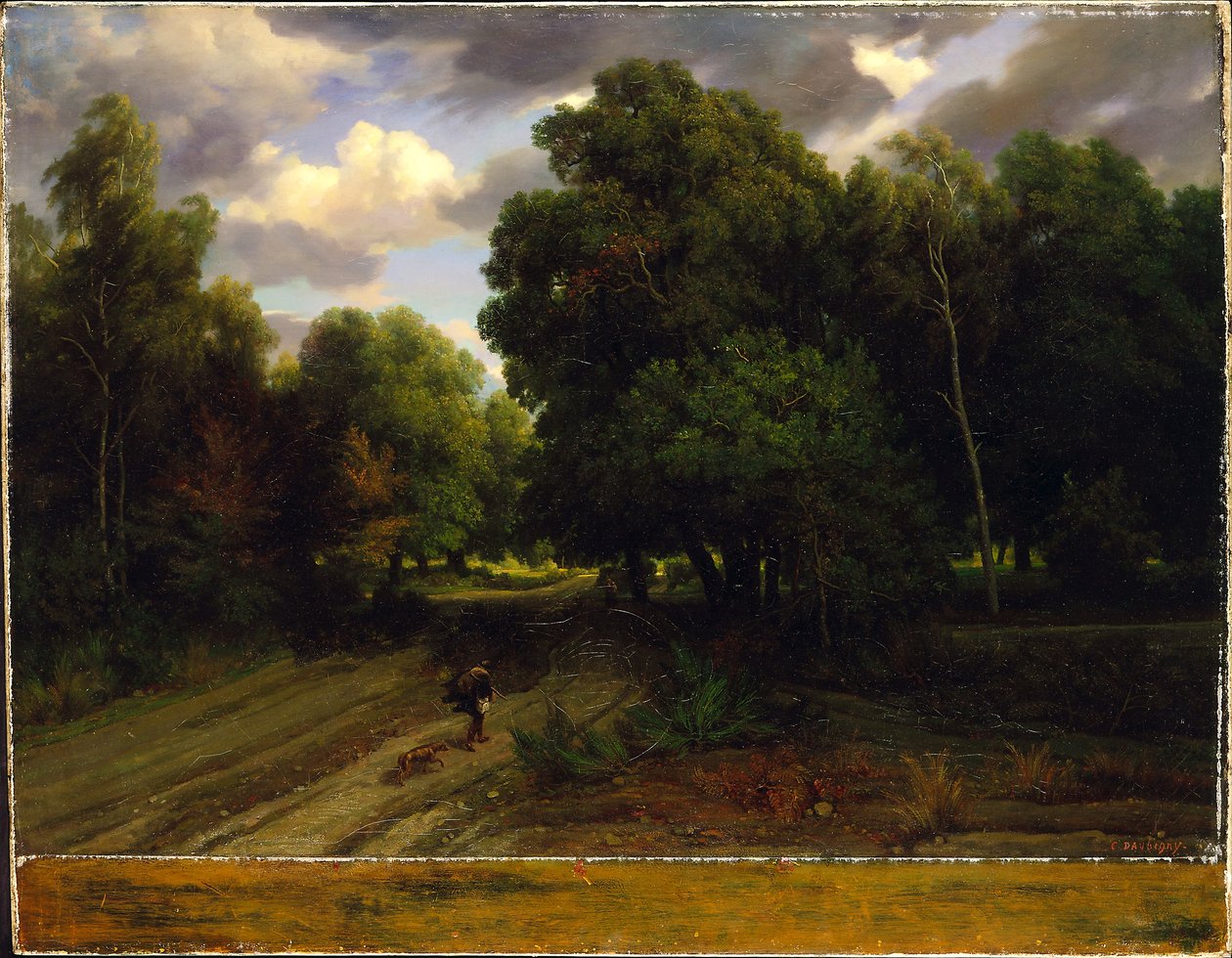 Örnnästets korsning, Fontainebleau-skogen, 1843-44 av Charles Francois Daubigny