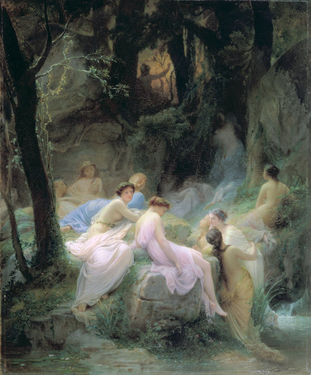 Nymfer som lyssnar på Orpheus sånger, 1853 av Charles François Jalabert