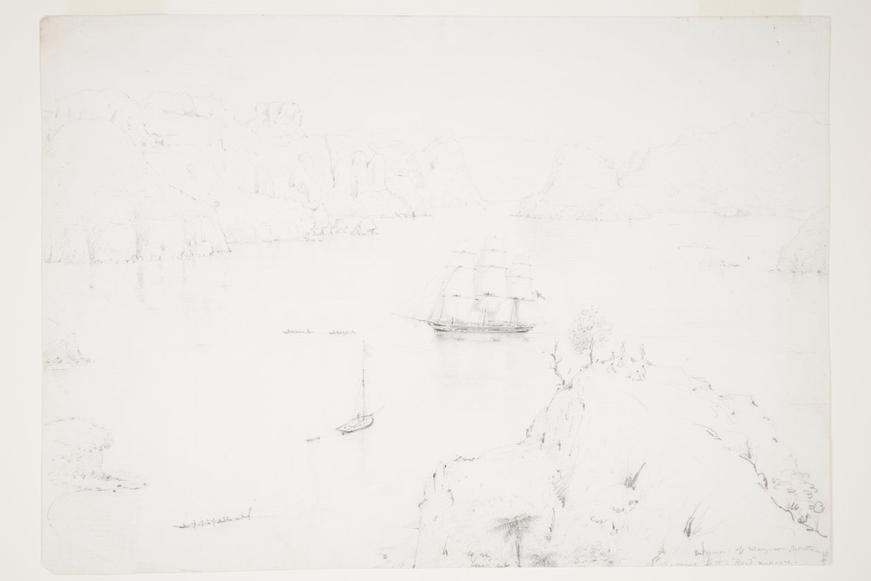 Ingången till Wangaroa, norra. Scenen för Boyd -massakern av Charles Heaphy