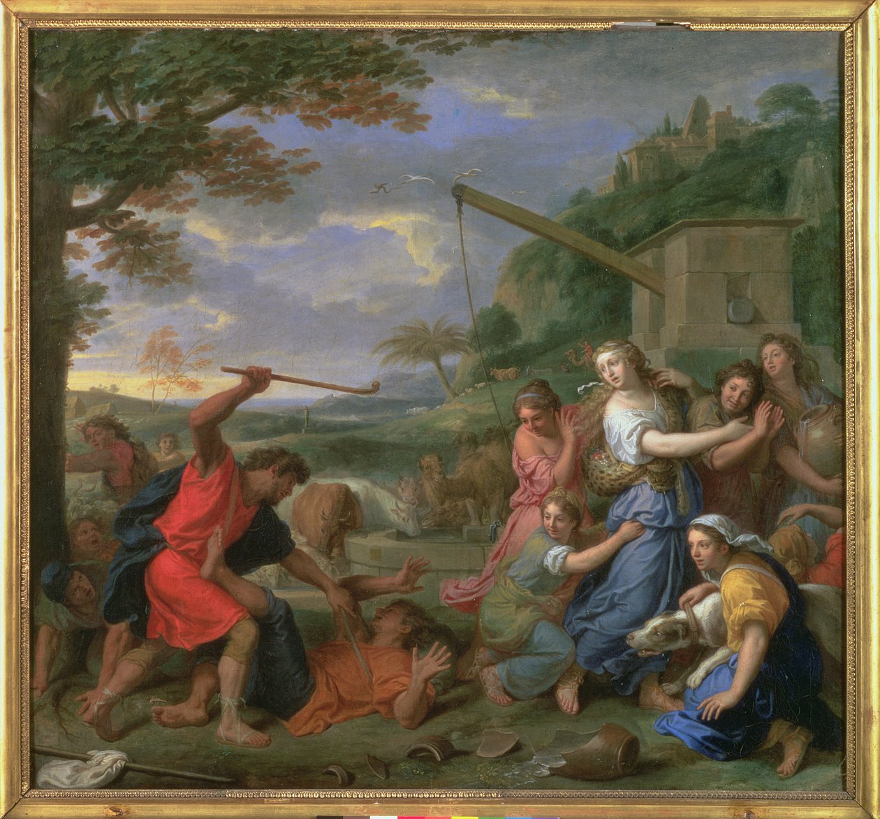 Moses försvarar Jethros döttrar (par 78386) av Charles Le Brun