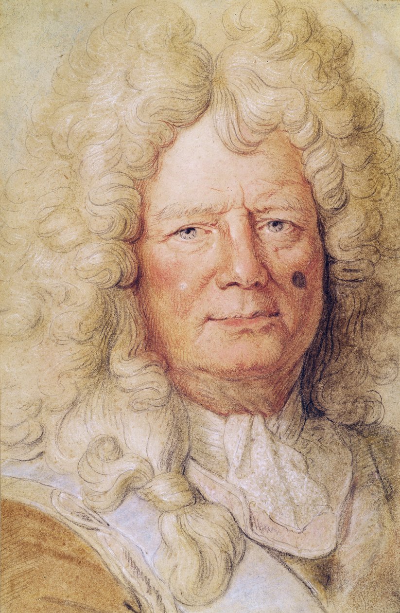 Porträtt av Sebastien le Prestre av Vauban (1633-1707) (pastell på papper) av Charles Le Brun