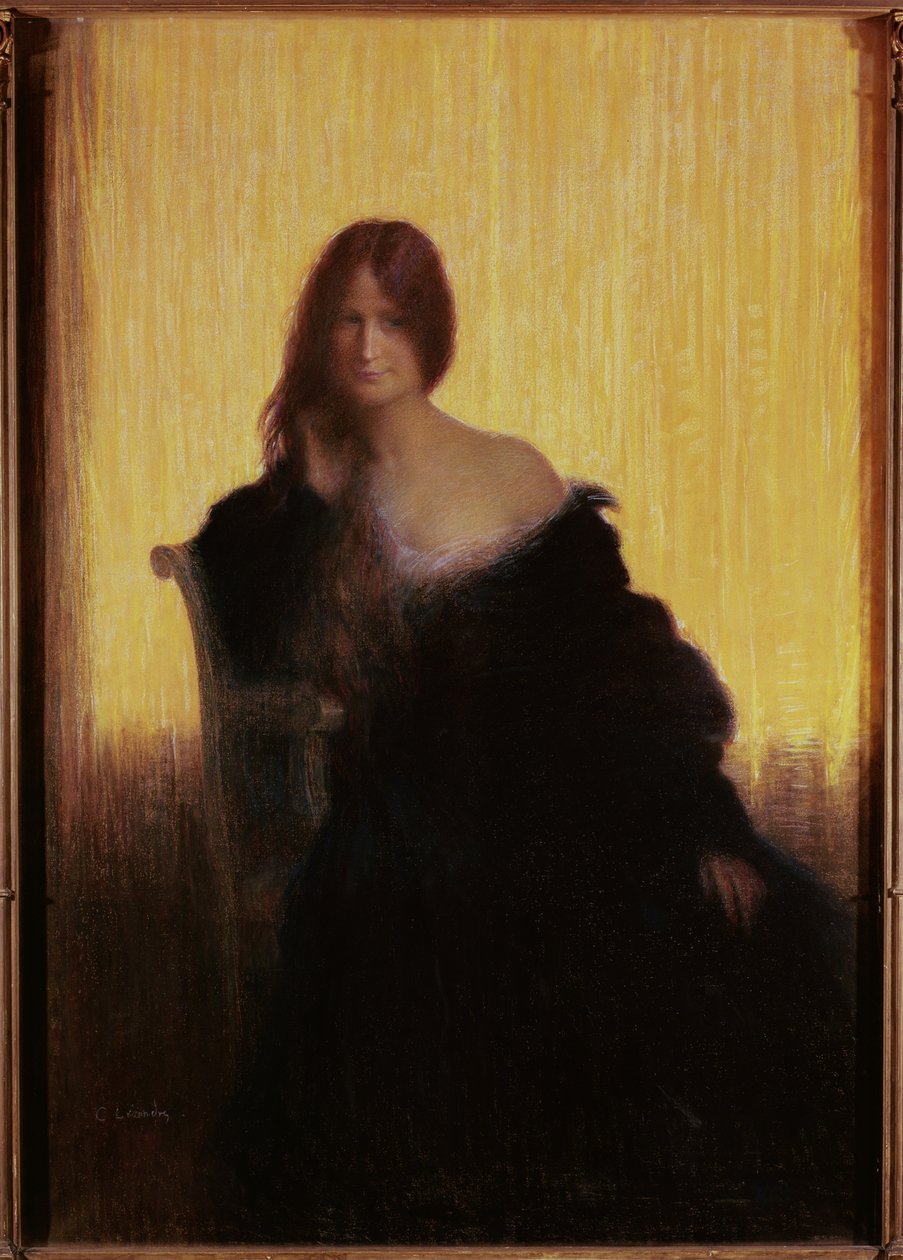 Porträtt av en kvinna (pastell på papper) av Charles Leandre