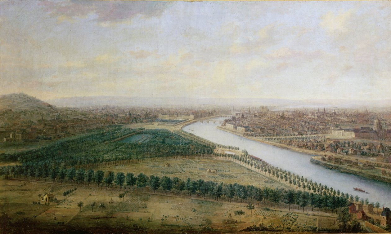 Paris, vy ovanför Champs-Elysées, ca 1740 av Charles Leopold Grevenbroeck