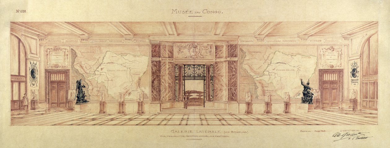 Lateral Gallery of the Musee du Congo i Tervueren, 1909 av Charles Louis Girault