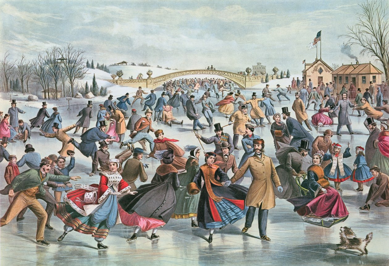 Vinter på skridskodammen i Central Park, 1862 av Charles Parsons