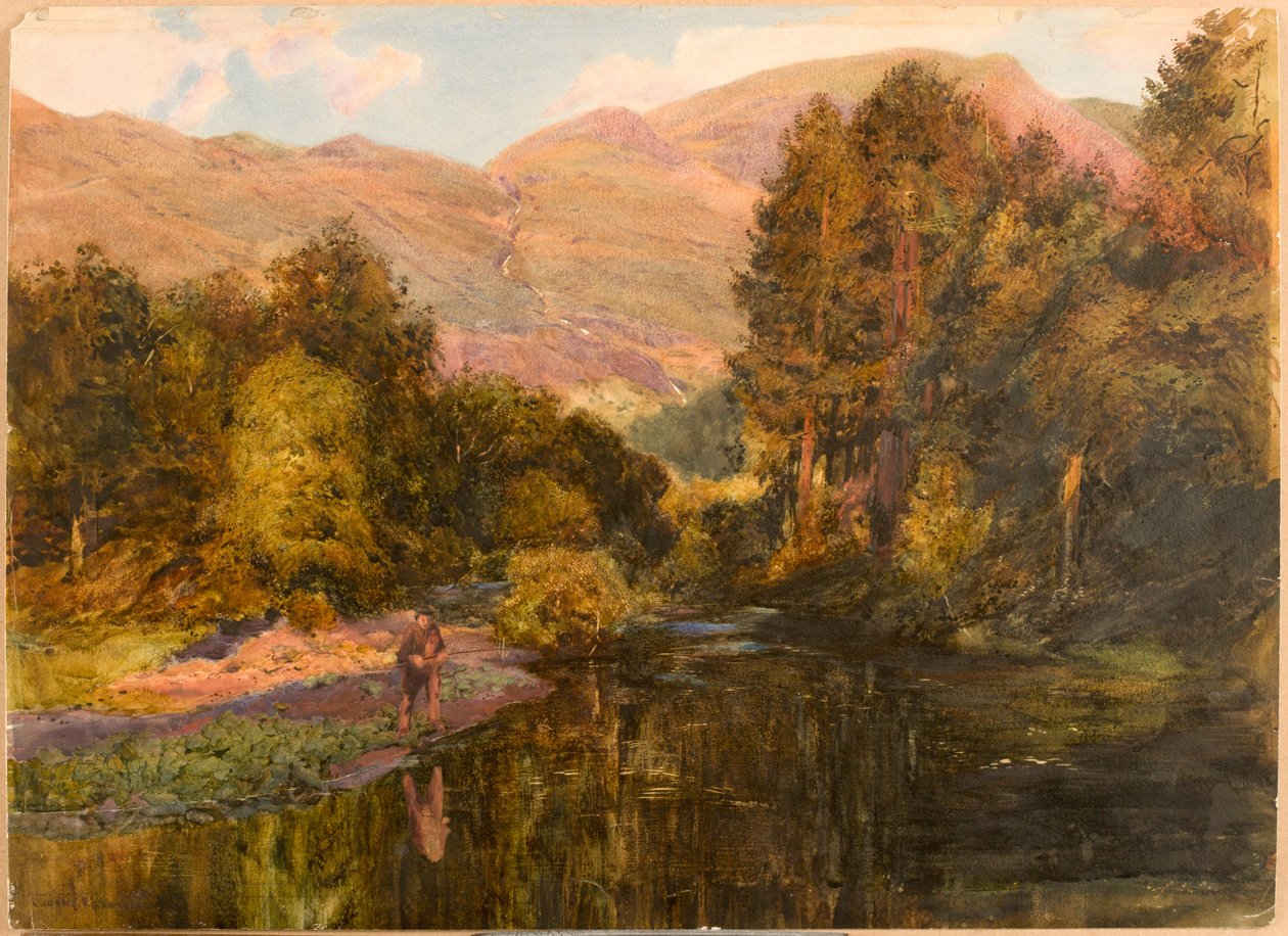 Evening Glow - Cumberland (kroppsfärg, penna och wc på papper) av Charles Richardson