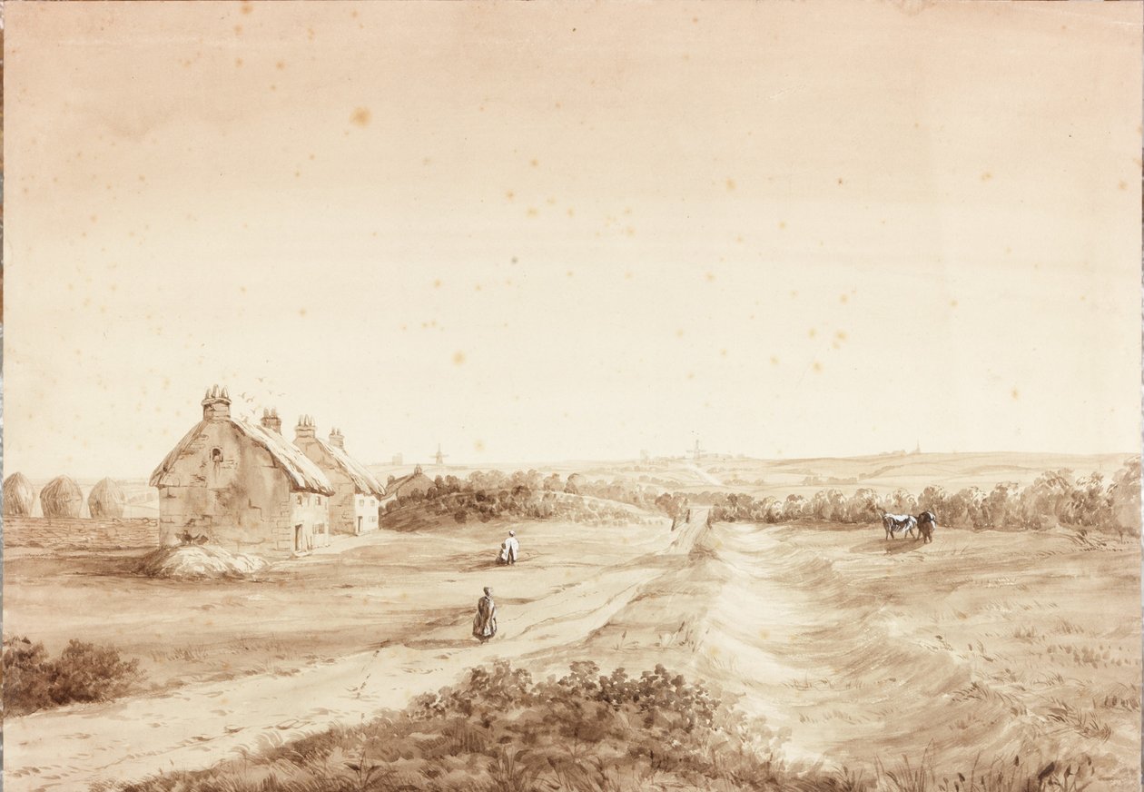 Del av romersk mur (färg, blyerts och wc på papper) av Charles Richardson