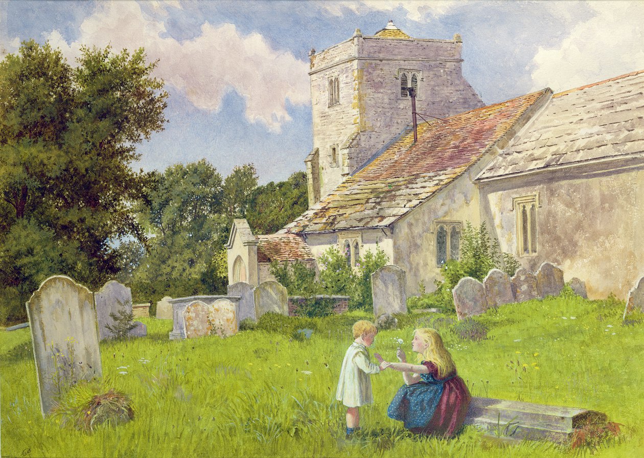 Barn på en kyrkogård av Charles Rossiter