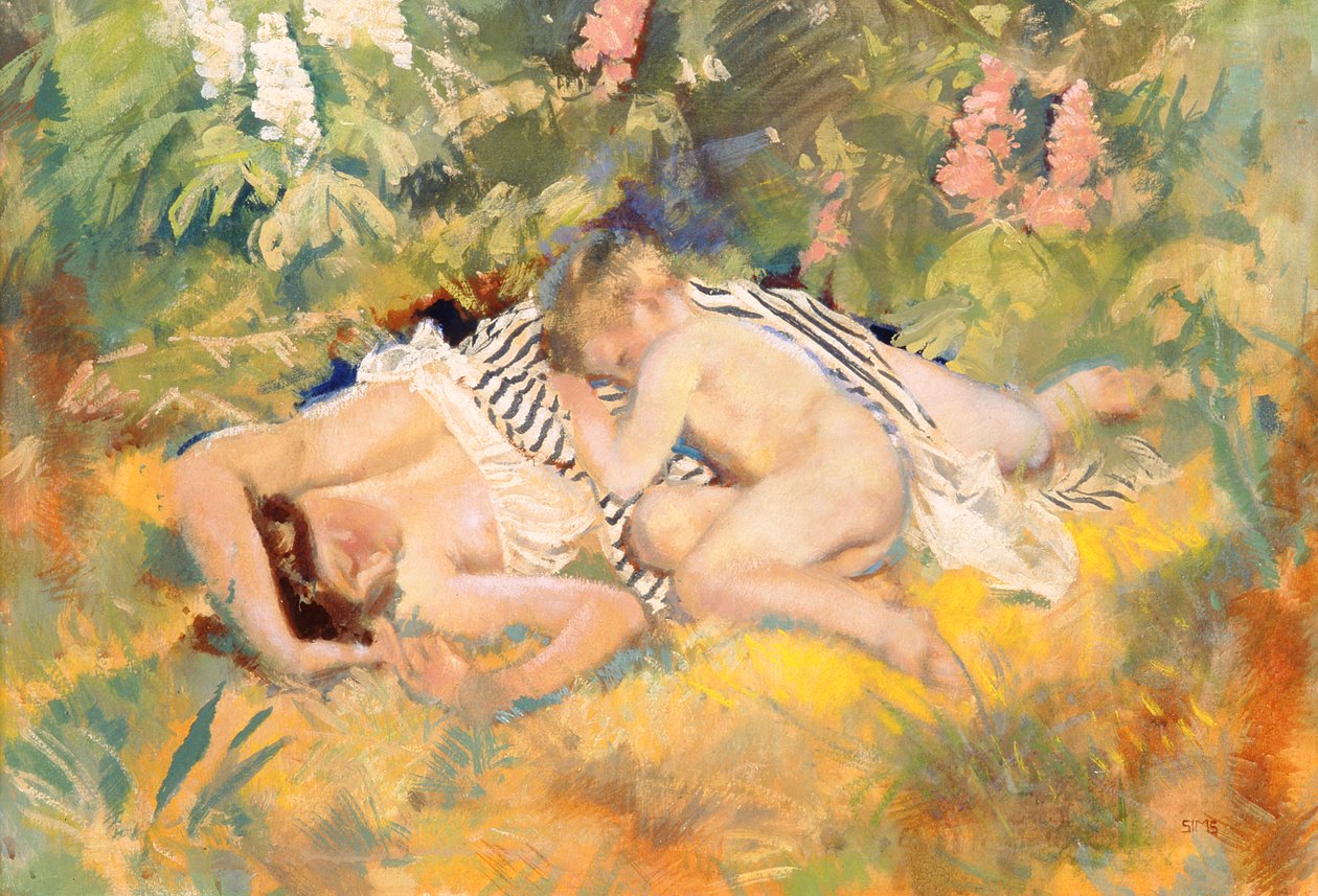 Sommar (wc, kroppsfärg och tempera på papper) av Charles Sims
