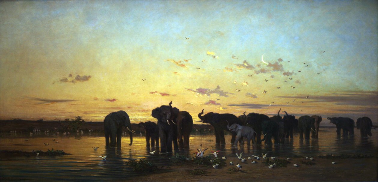 afrikanska elefanter av Charles Émile de Tournemine