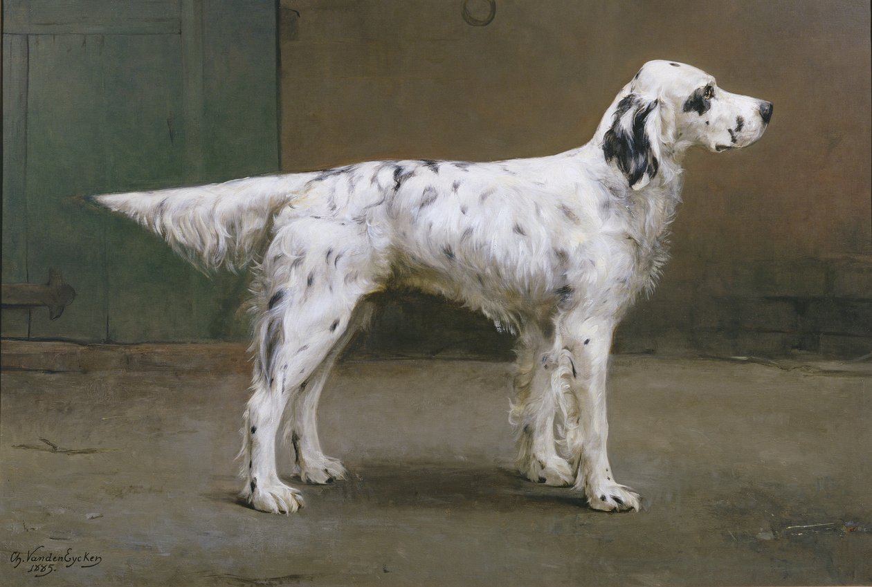 Porträtt av en hund, 1885 (par till 378730) av Charles van den Eycken