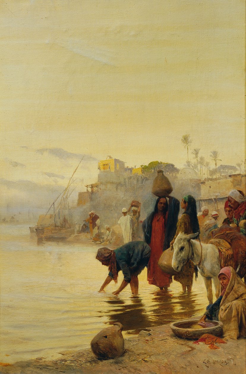 Tvättkvinnor i Nilen av Charles (Carl) Wilda
