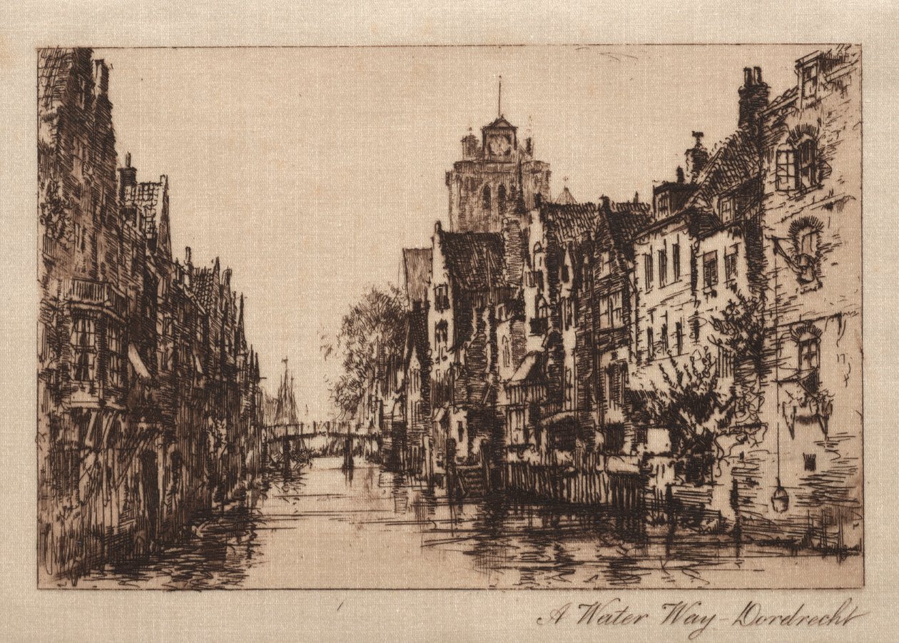 En vattenväg, Dordrecht, 1885. av Charles A. Vanderhoof
