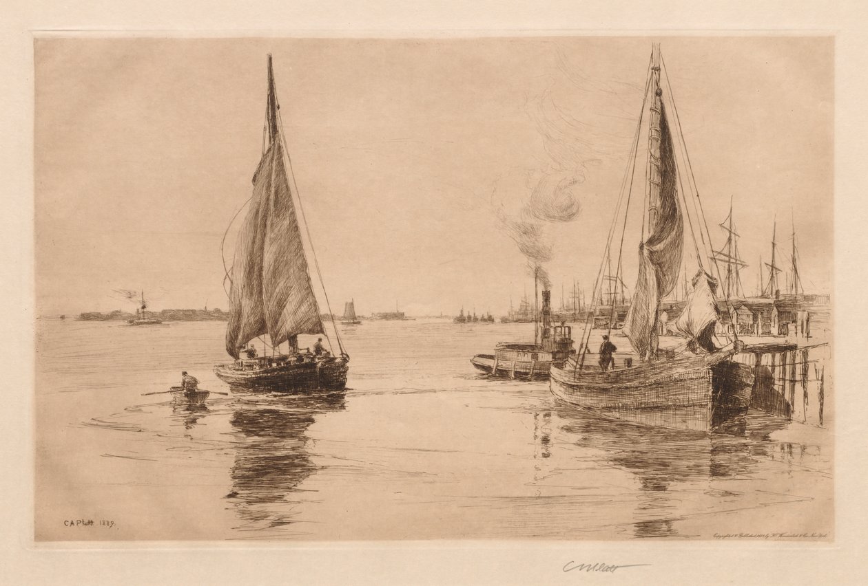 Två slupar på East River av Charles Adams Platt