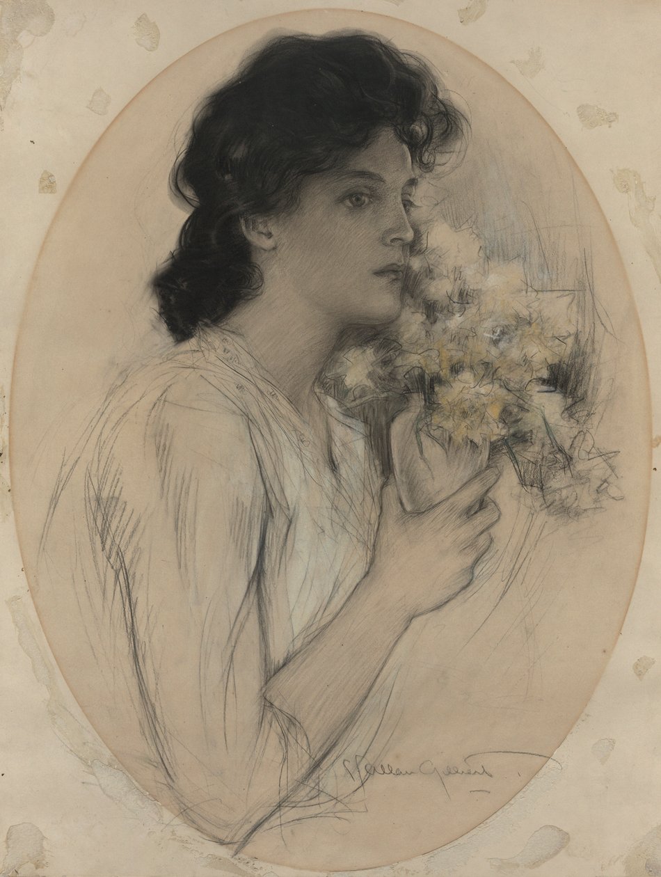 Flicka med blommor av Charles Allan Gilbert