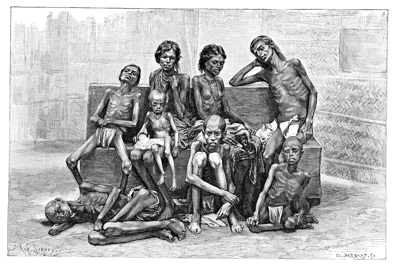 Hungersnödsoffer, Indien, 1895. av Charles Barbant