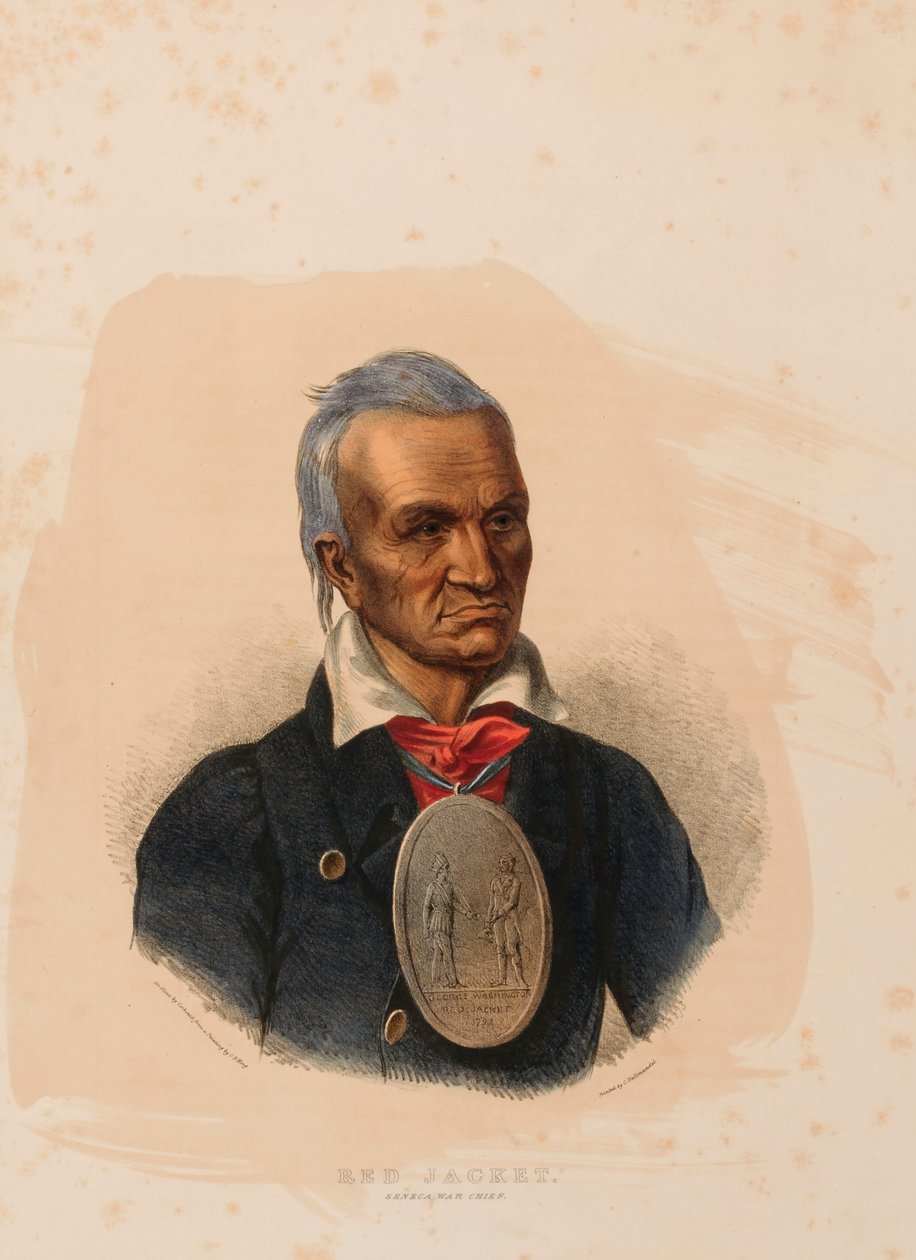 RÖD KAVAJ. SENECA KRIGSHÖVDING. av Charles Bird King