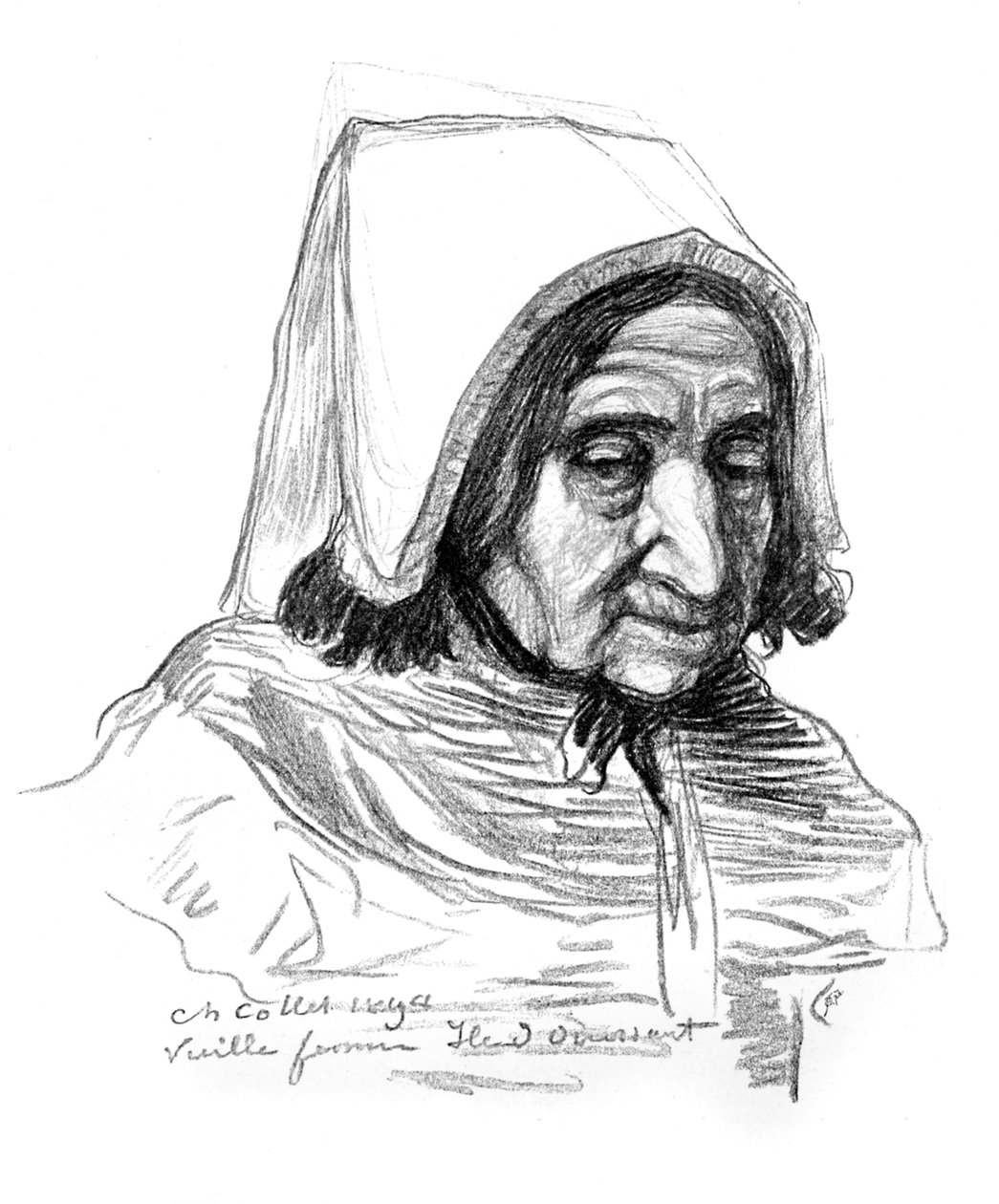 Studie av en gammal kvinnas huvud, 1899. av Charles Cottet