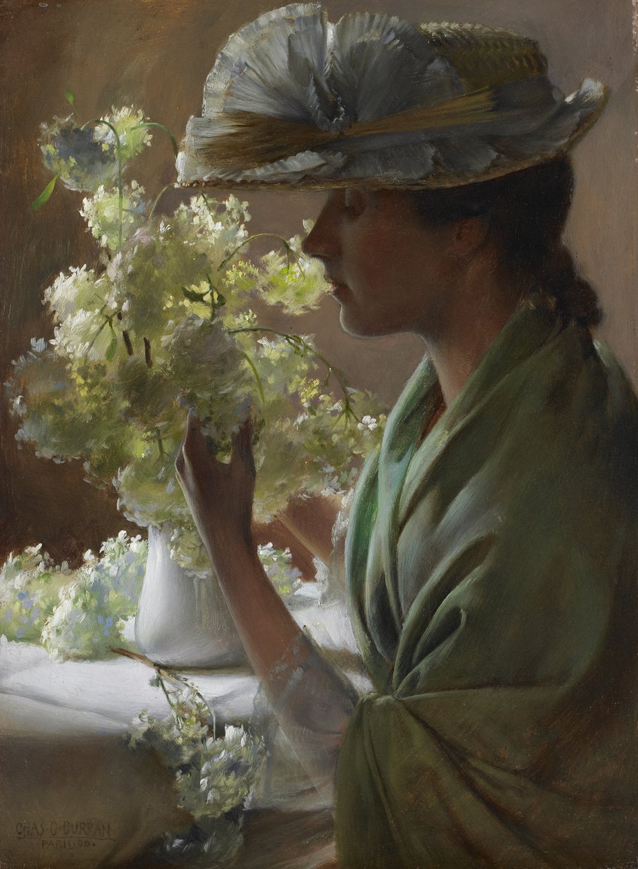 Lady with a Bouquet (snöbollar) av Charles Courtney Curran