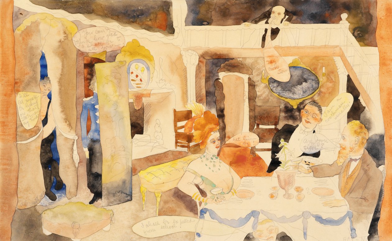 Lulu och Alva Schön på Lunch av Charles Demuth
