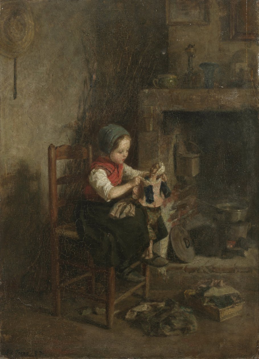 Att klä dockan, 1857 av Charles Edouard Frere