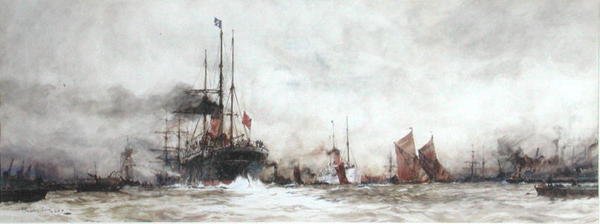 Themsen vid Blackwall Reach av Charles Edward Dixon