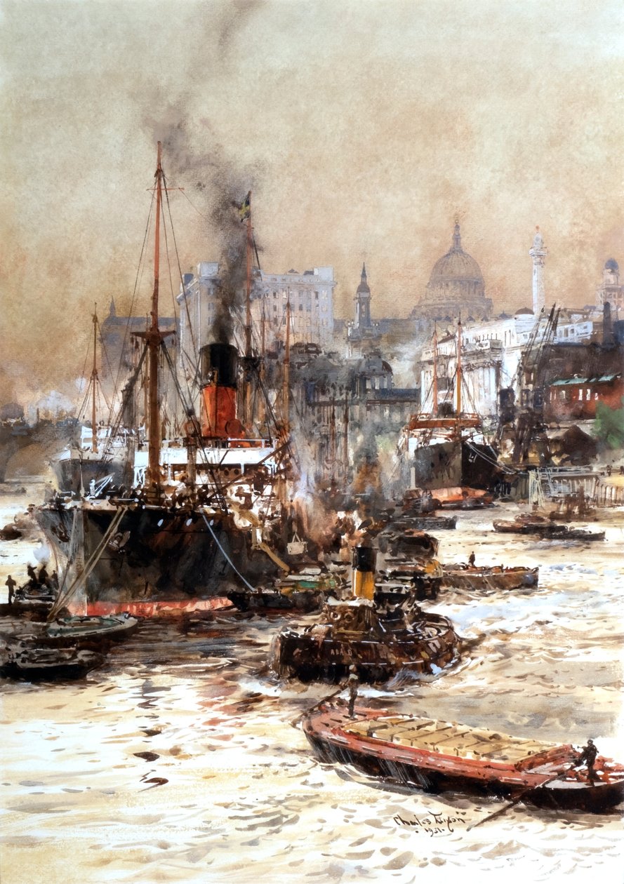 Themsen nedanför St Pauls av Charles Edward Dixon