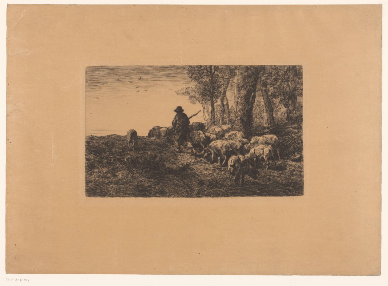 Herde med grupp av grisar av Charles Emile Jacque (attributed to)