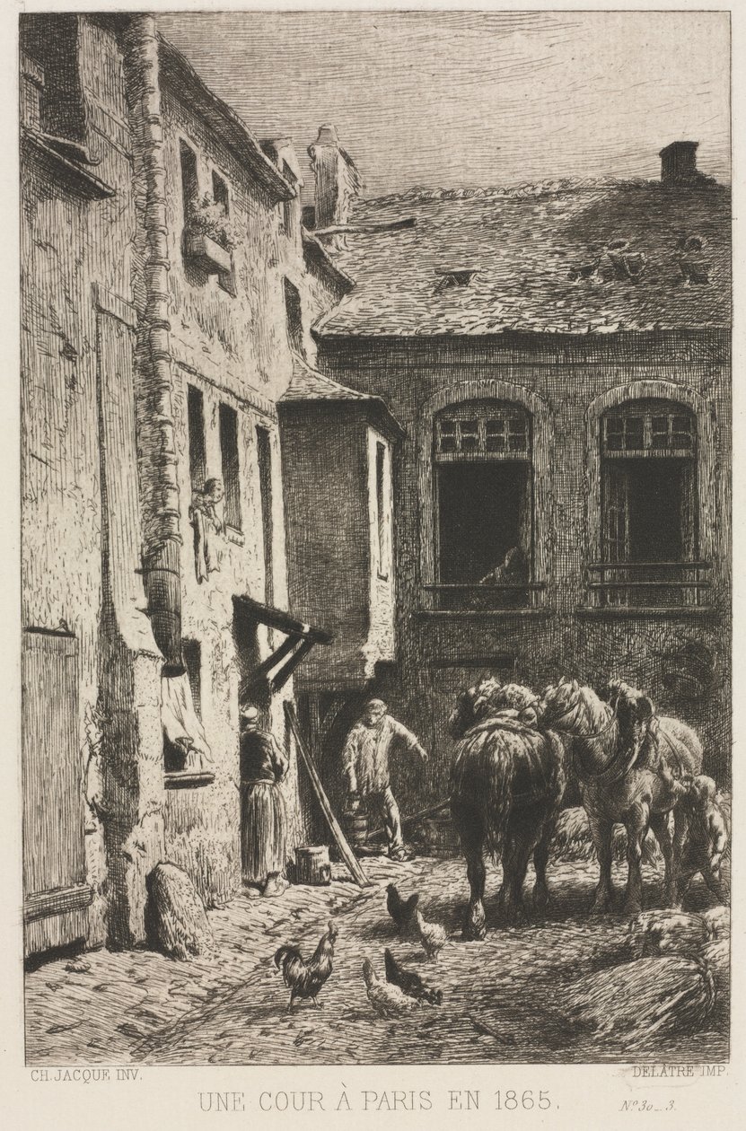 En innergård i Paris av Charles Emile Jacque