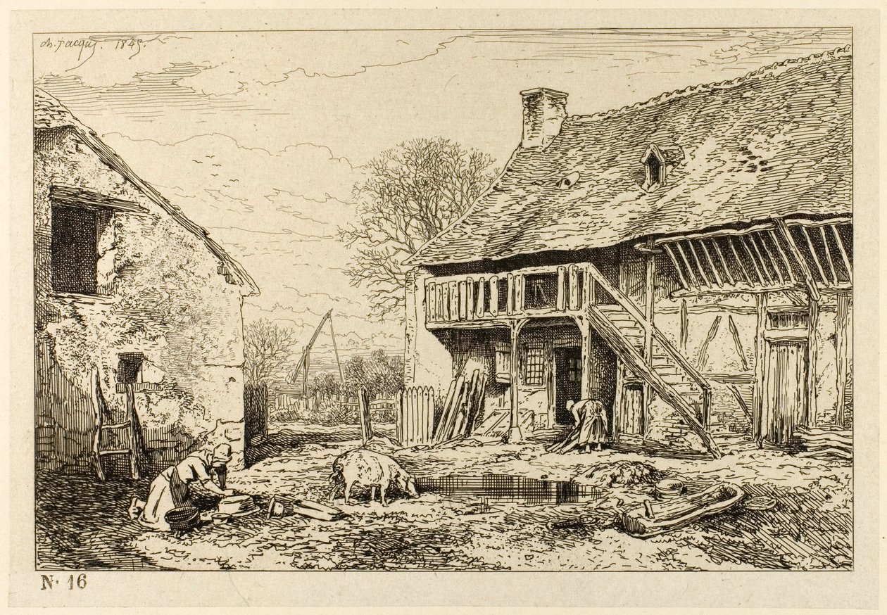 Gård till en bondebostad av Charles Emile Jacque