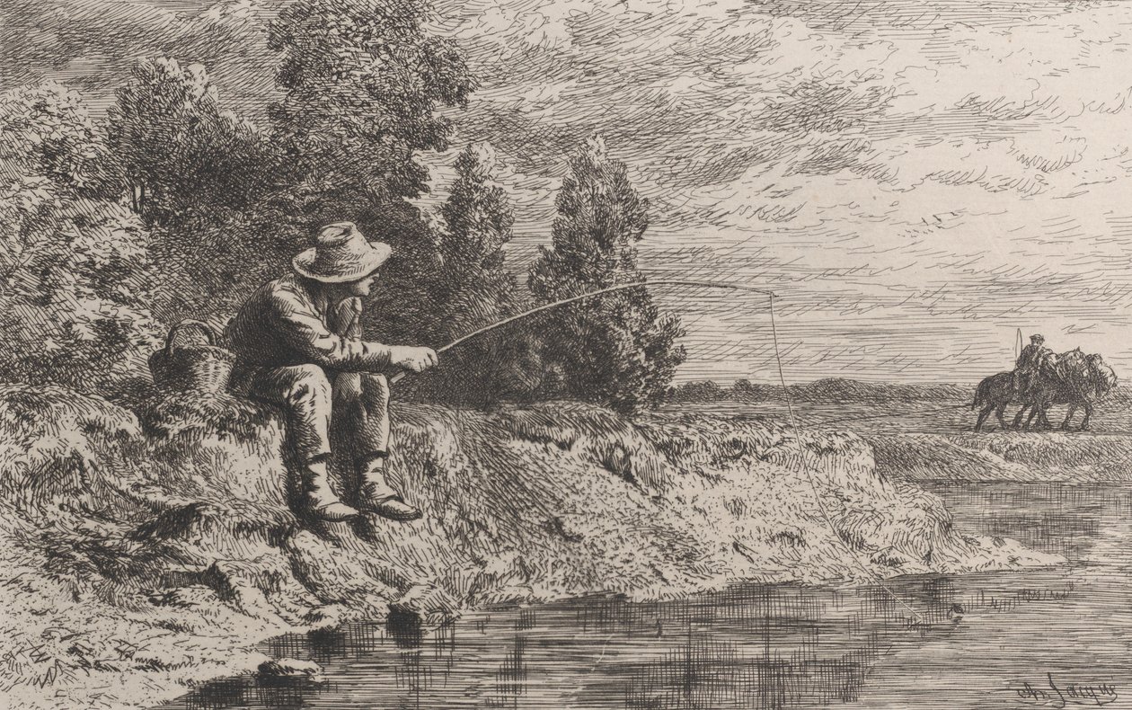 Fiske efter mört, 1865. av Charles Emile Jacque