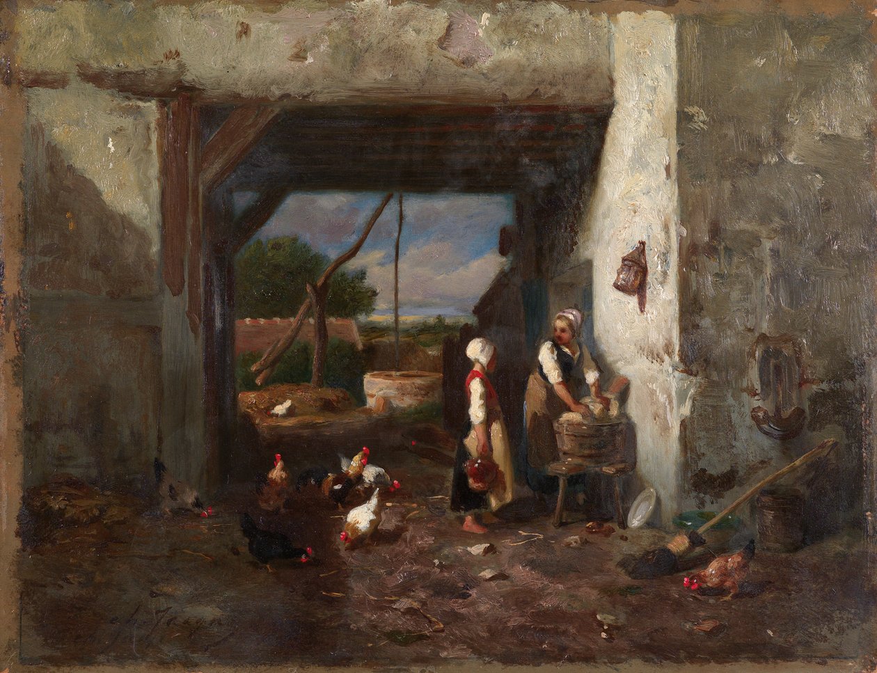 Hühnerhof av Charles Emile Jacque