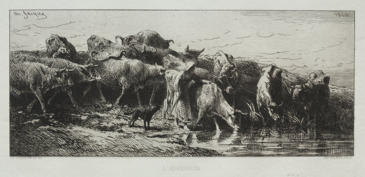 Bevattningsplatsen av Charles Emile Jacque
