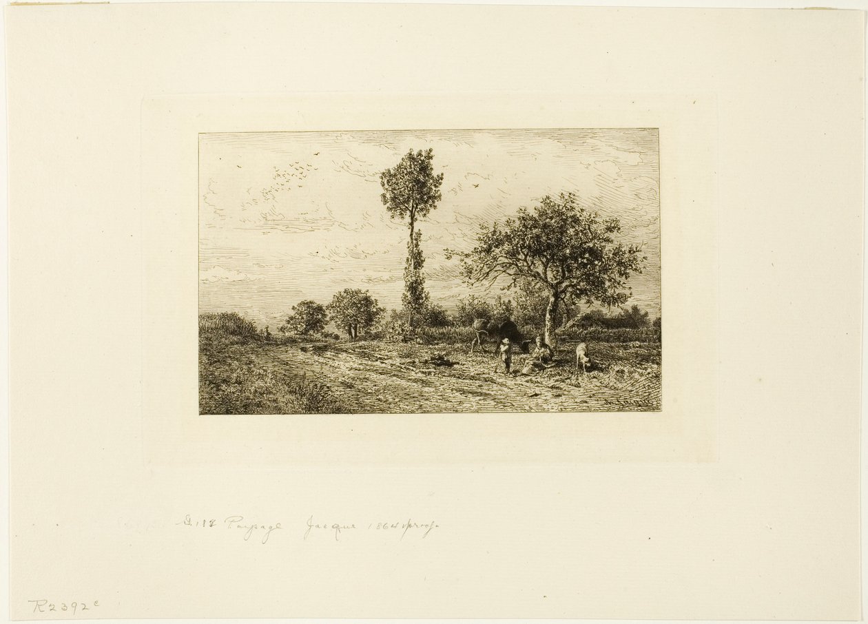 Landskap med kurvig väg av Charles Emile Jacque