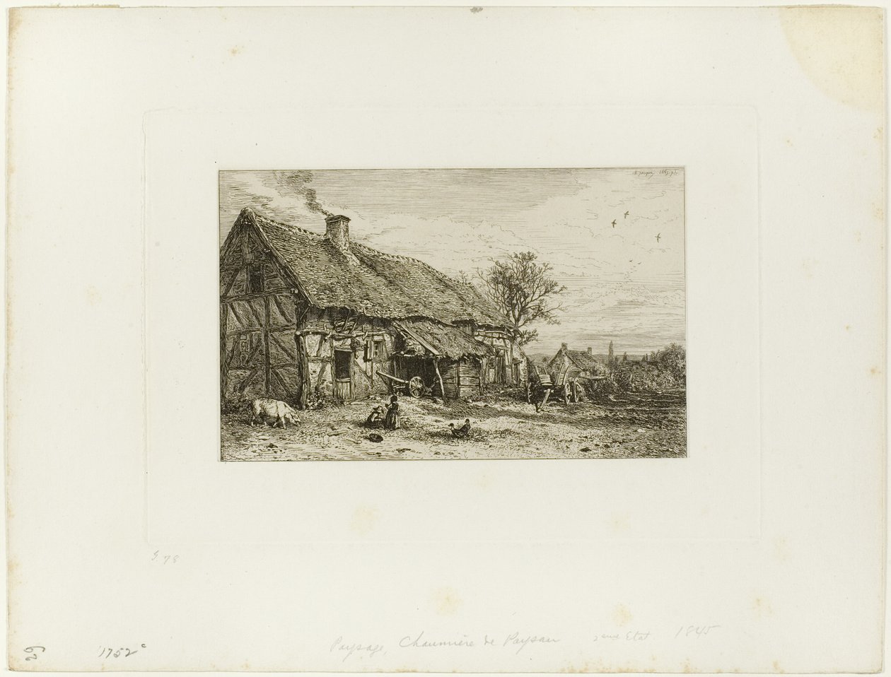 Landskap med bondebostad av Charles Emile Jacque