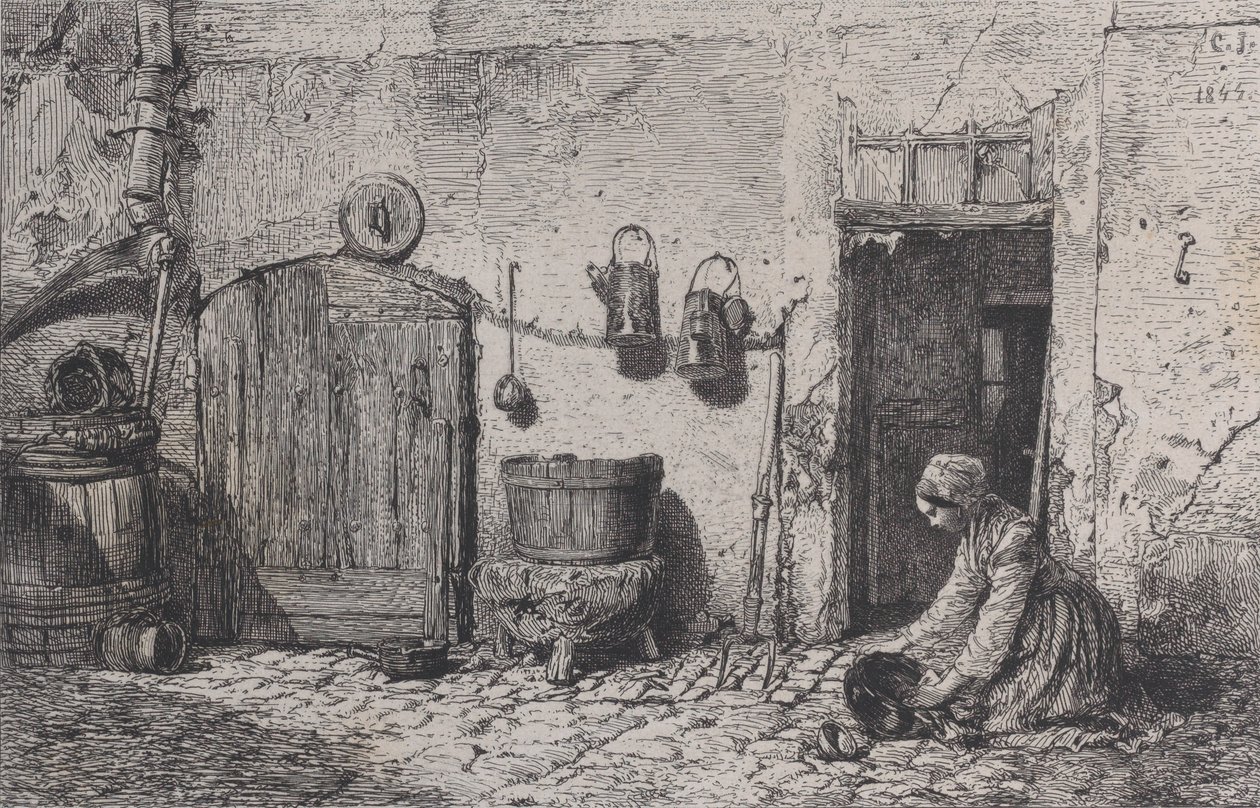 Skrubbande kvinna, 1844. av Charles Emile Jacque