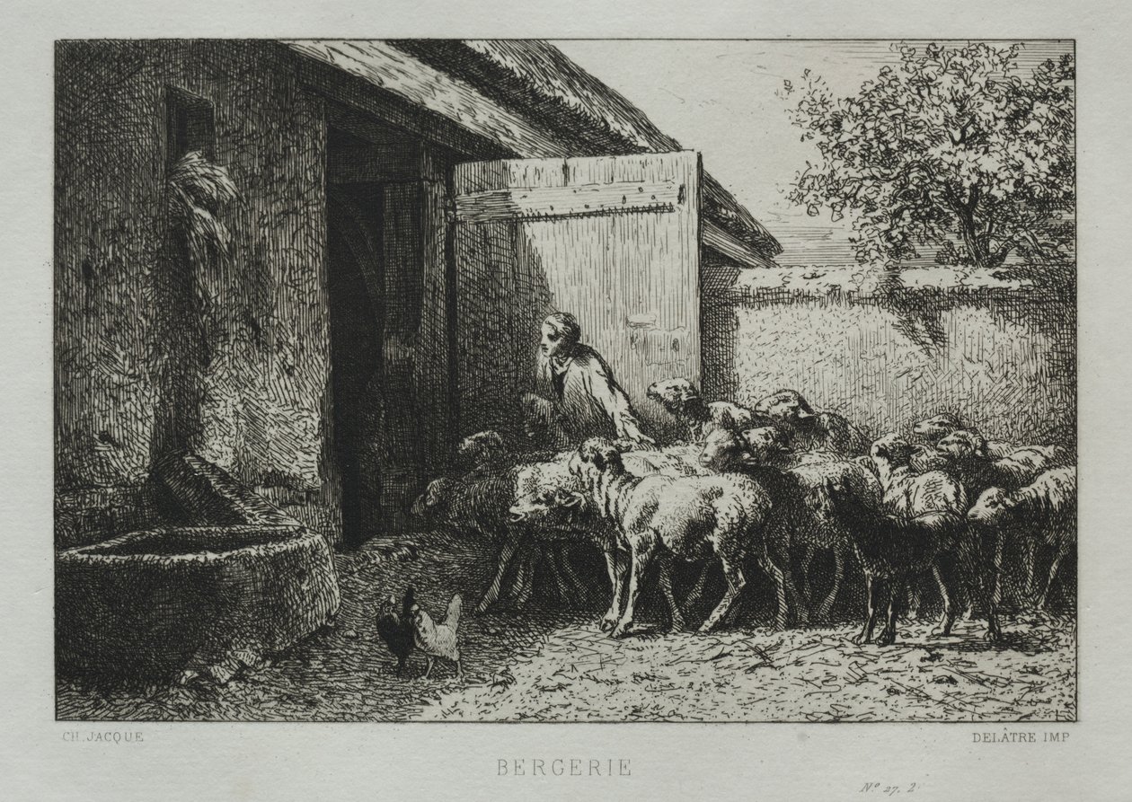 Fårfålla. av Charles Emile Jacque