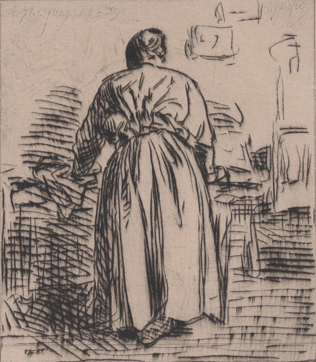 Den strykande kvinnan, 1843. av Charles Emile Jacque
