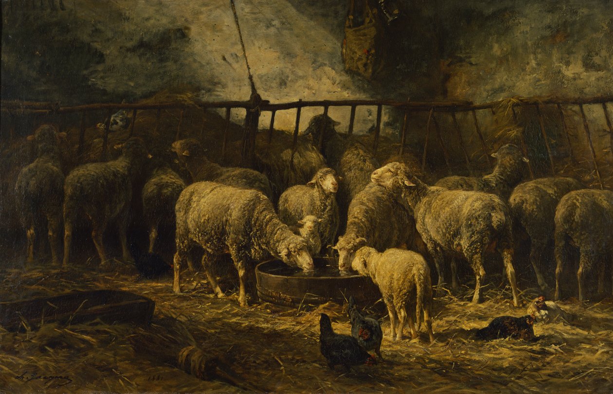 Det stora fårhuset, 1881 av Charles Emile Jacque