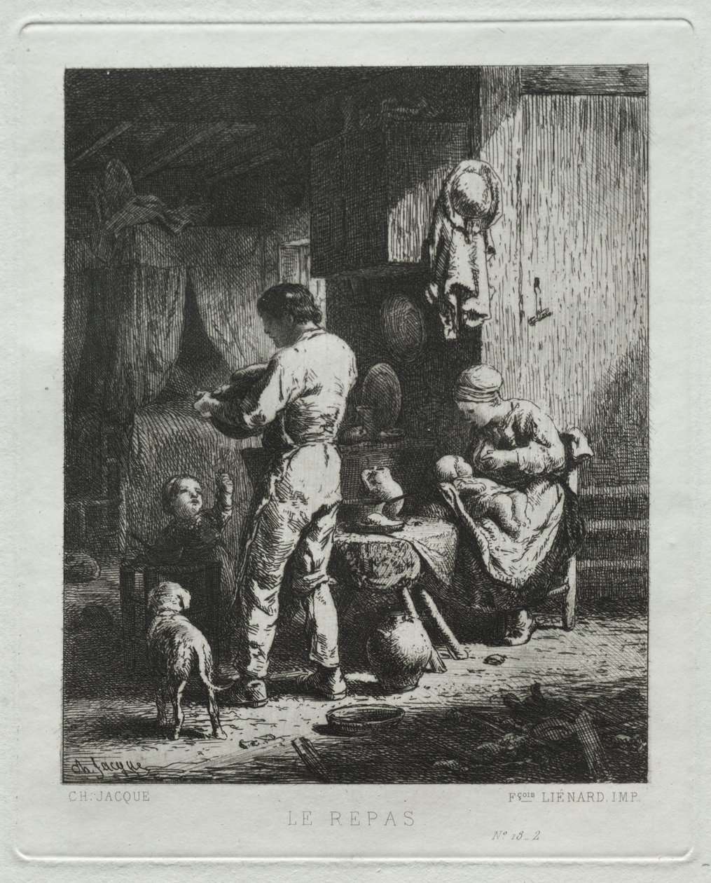 The Repast av Charles Emile Jacque
