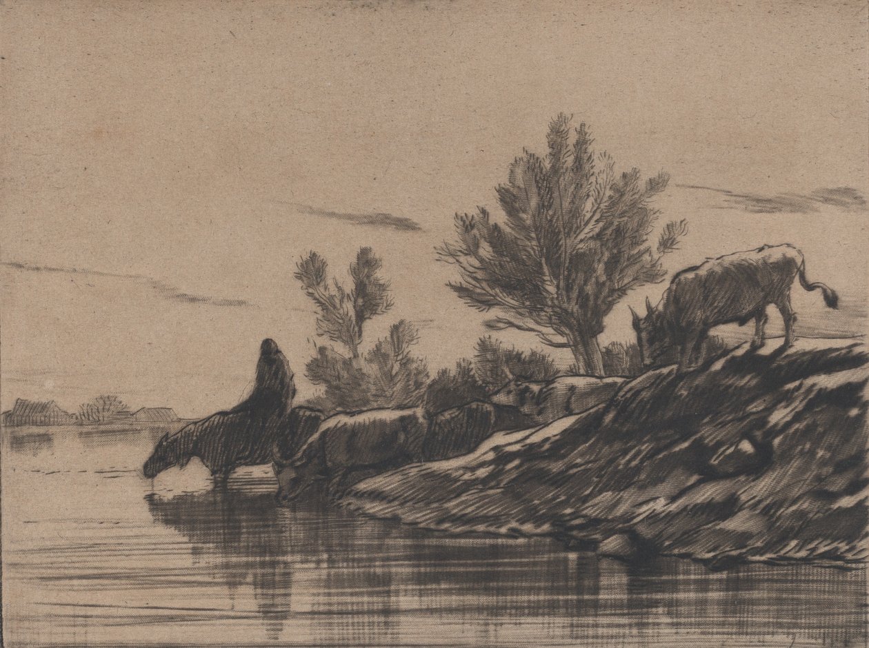 Vattenhålet, 1848. av Charles Emile Jacque