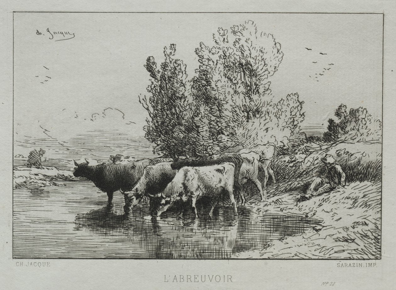 Bevattningsplatsen. av Charles Emile Jacque