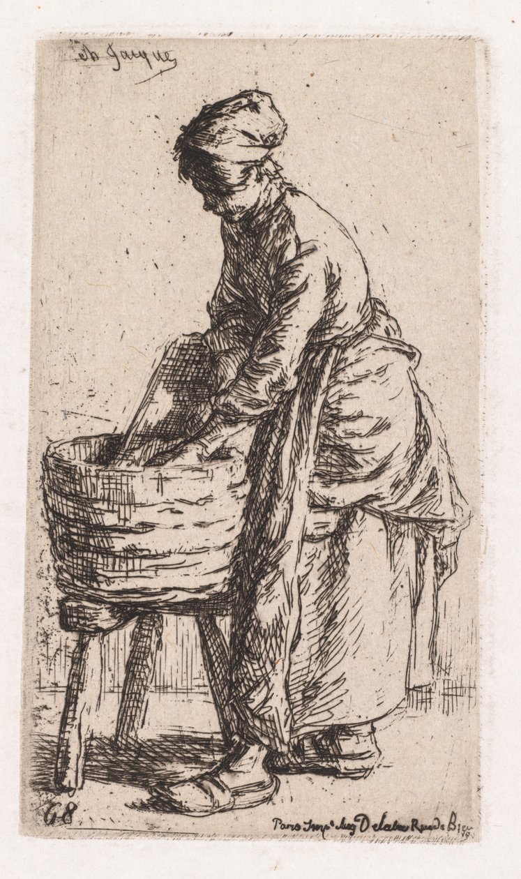Tvätterska av Charles Emile Jacque