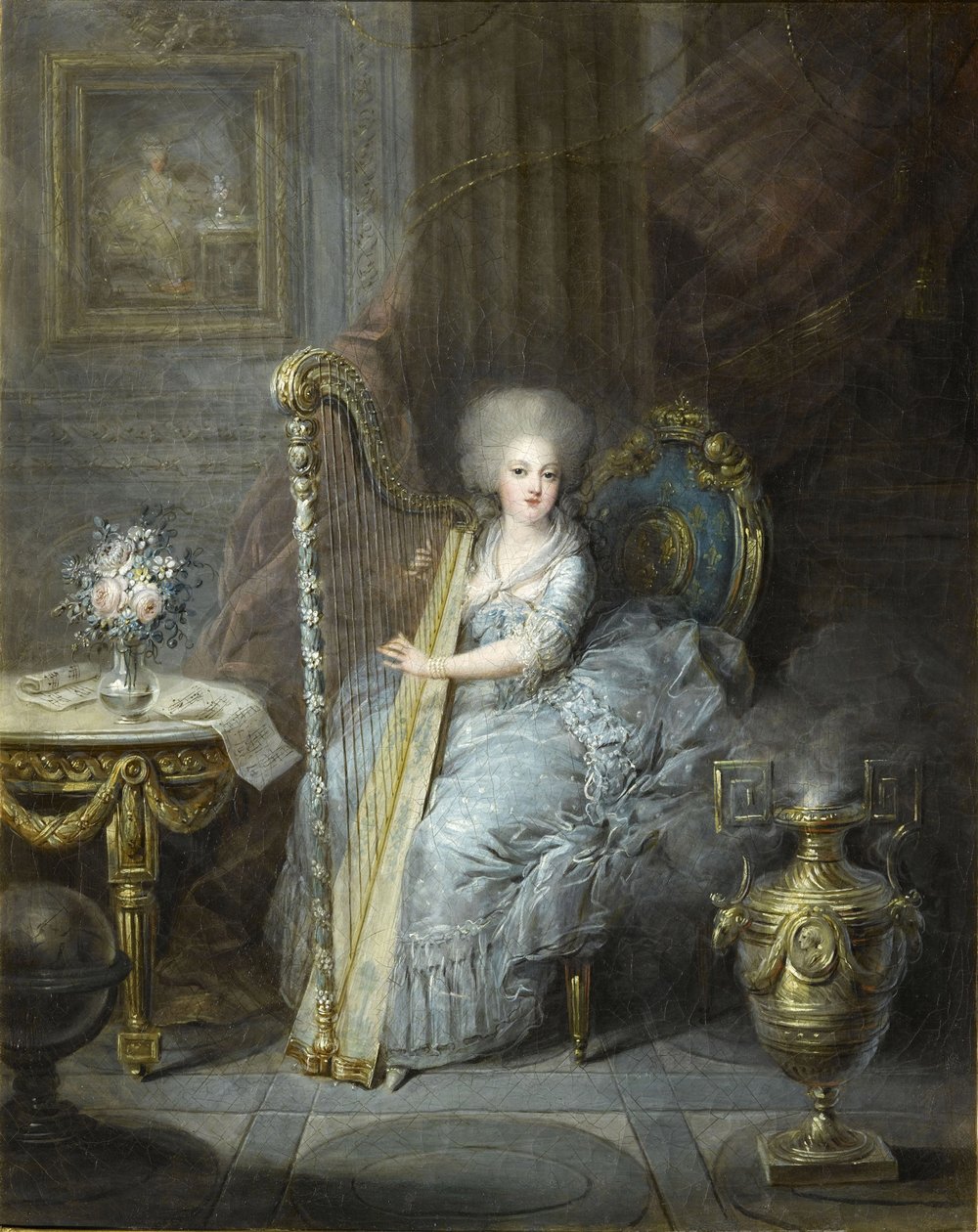 Madame Élisabeth spelar harpa av Charles Emmanuel Joseph Leclercq
