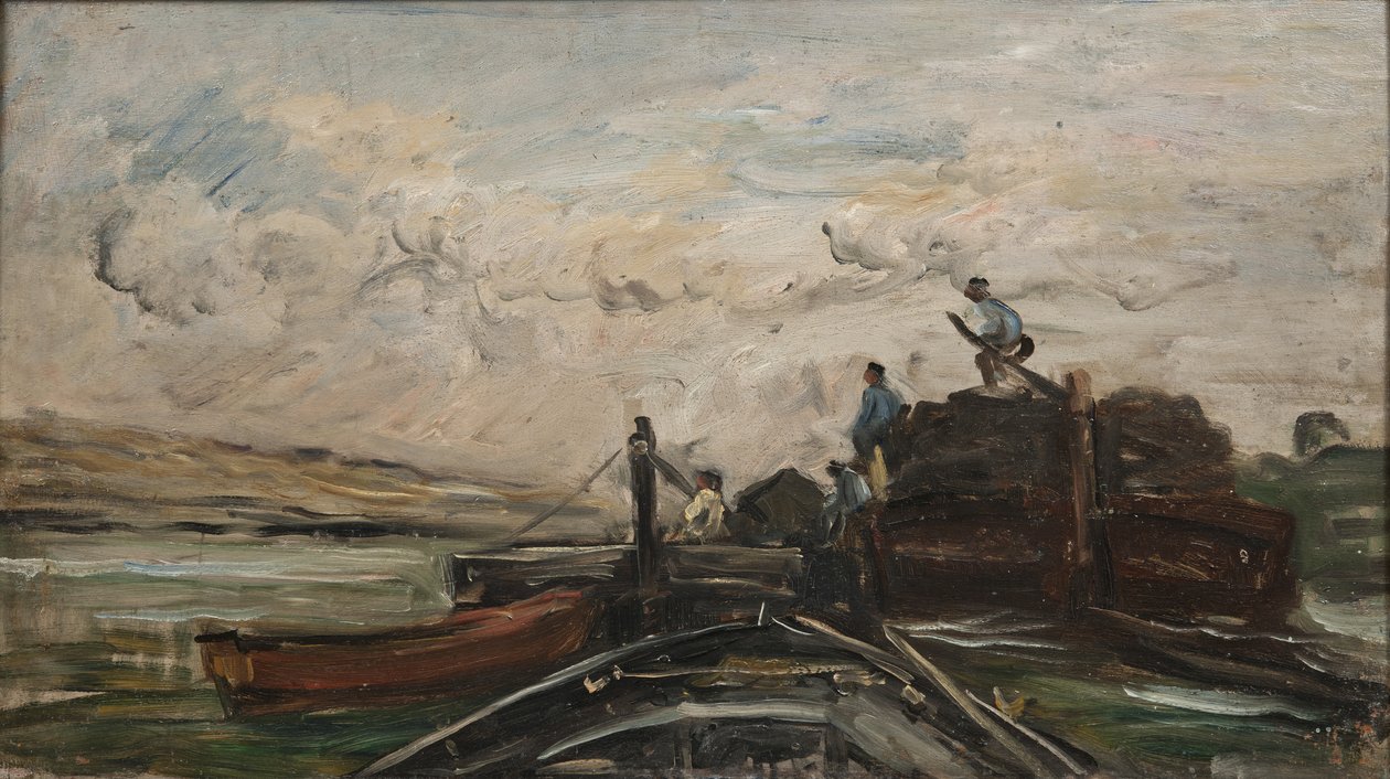 Pråmar på en flod, c.1865 av Charles Francois Daubigny