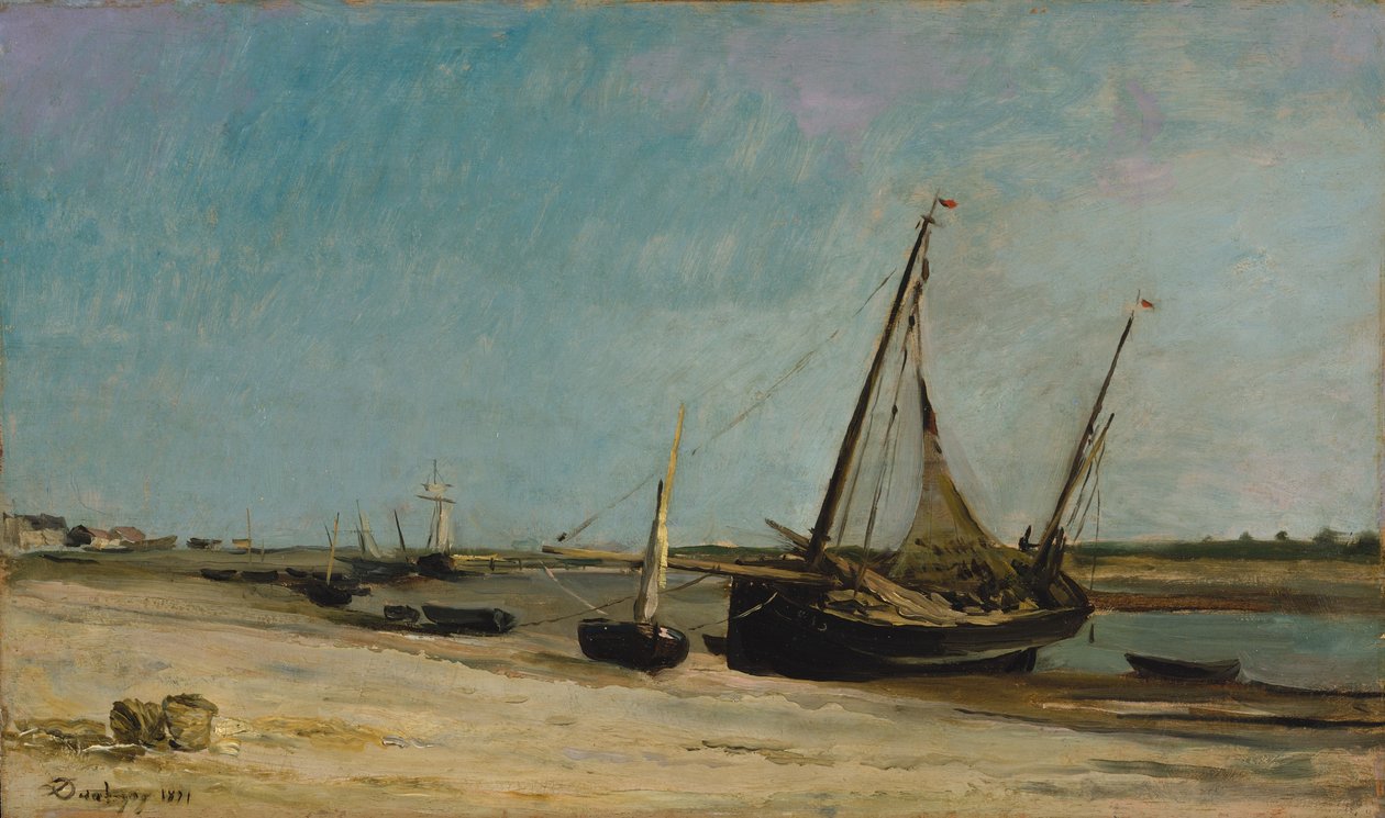 Båtar på havet vid Étaples av Charles Francois Daubigny
